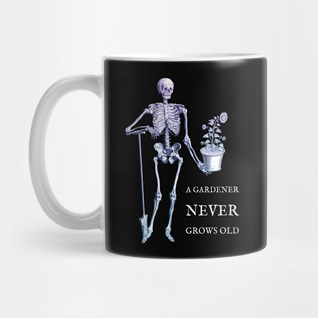 A Gardener Never Grows Old skeleton and sunflower by annaazart